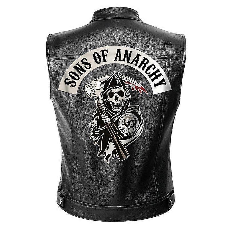 Sons Of Anarchy Lederweste Für Herren Im Biker-stil, Ideal Für Den Frühling. Schwarze Soa Punk-motorradjacke.