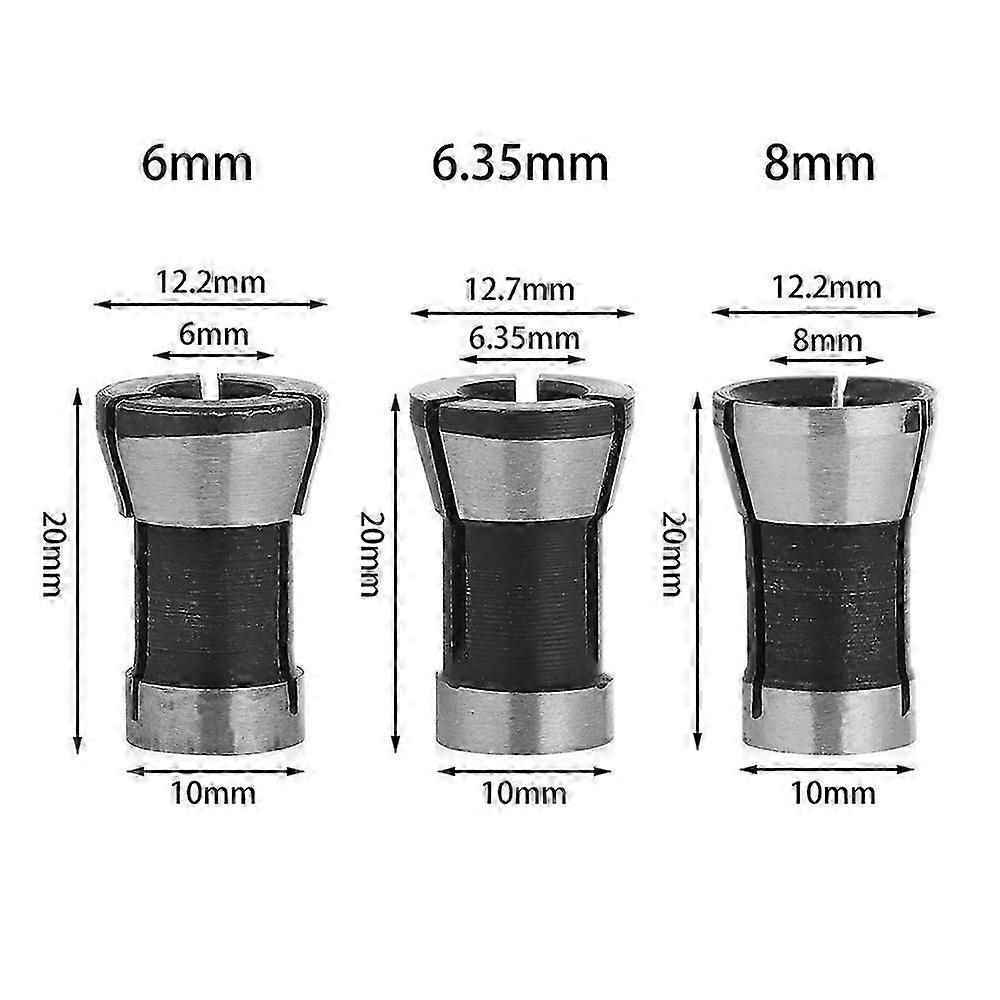 Adapter Für Fräserbuchsen Mit 6 Mm, 6,35 Mm Und 8 Mm Durchmesser, Kompatibel Mit Elektrischen Fräsmaschinen.