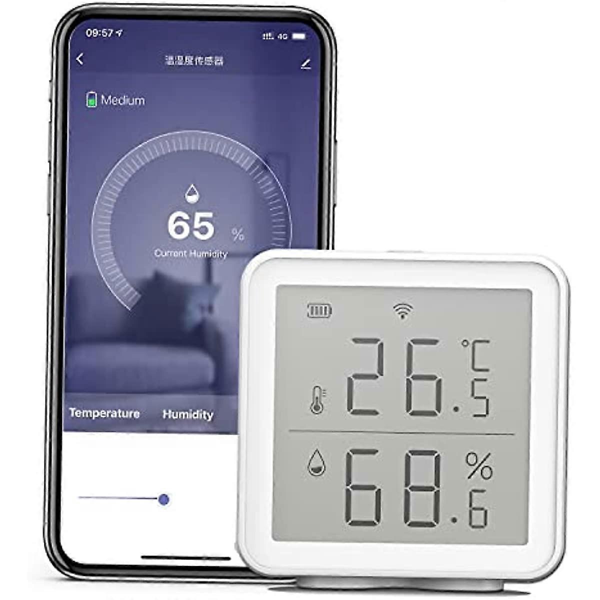 Hancaner Wlan-thermometer-hygrometer Für Den Innenbereich, Intelligenter Wlan-temperatur- Und Feuchtigkeitssensor, Kompatibel Mit Alexa, Extrem Große Reichweite Von 70 Metern, Kabelloses Digitales Hyg
