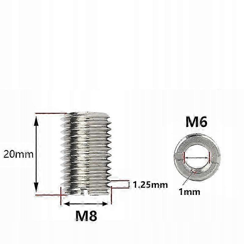 Packung Mit 10 Gewindereparatureinsätzen Aus Edelstahl 303, Reduzierbuchsen Für Kfz- Und Maschinenbauteile, M8 Auf M6, 20 Mm