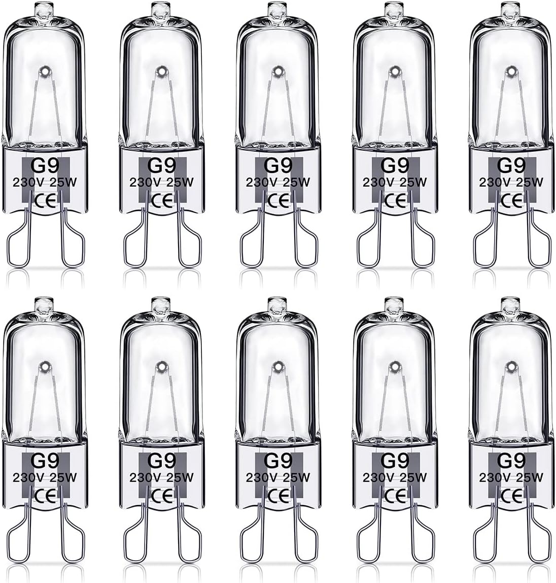 G9 25w Halogenlampen, 230v, 10 Stück.