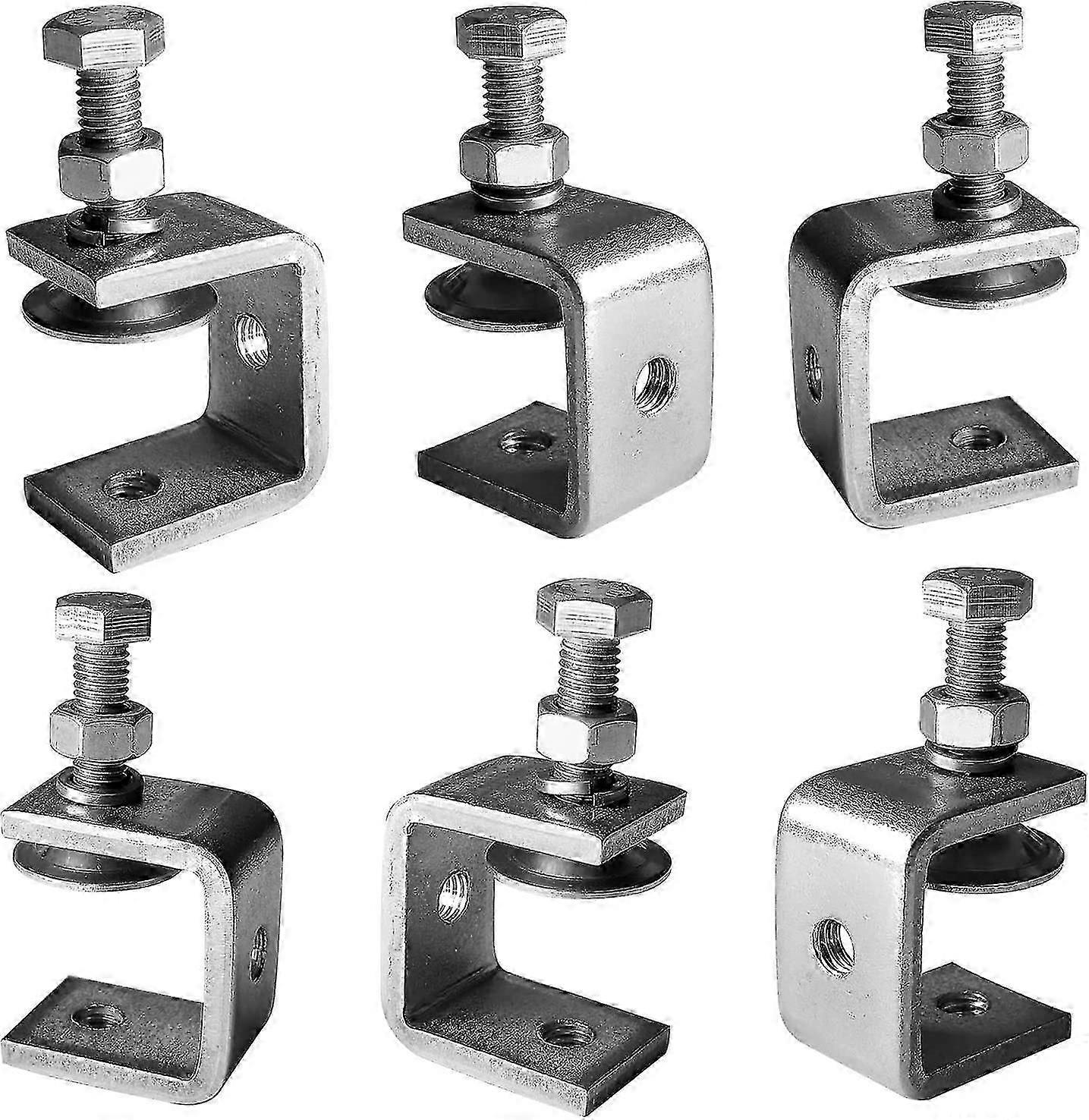 Set Aus 6 Robusten C-klemmen Aus Edelstahl 304, Kompatibel Mit Klemmen, Zangen Und Spannschlössern, Holzbearbeitungswerkzeugen, Heimwerker- Und Autoreparaturen.