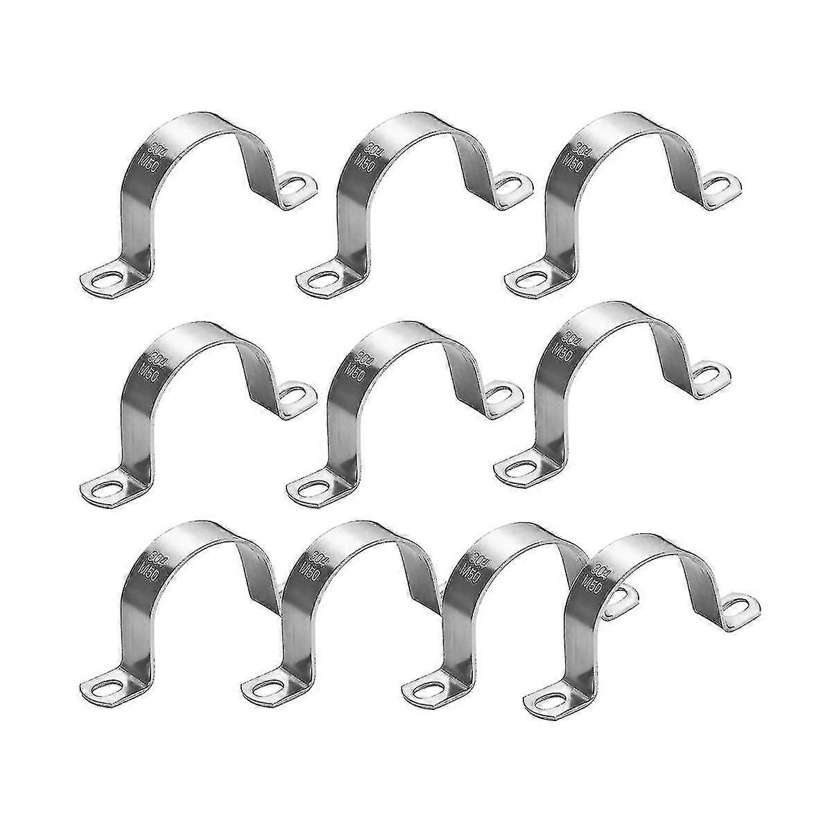 Packung Mit 10 Robusten 50-mm-u-förmigen Schlauchschellen (2 Löcher), Passend Für T-förmige Rohrverschraubung.