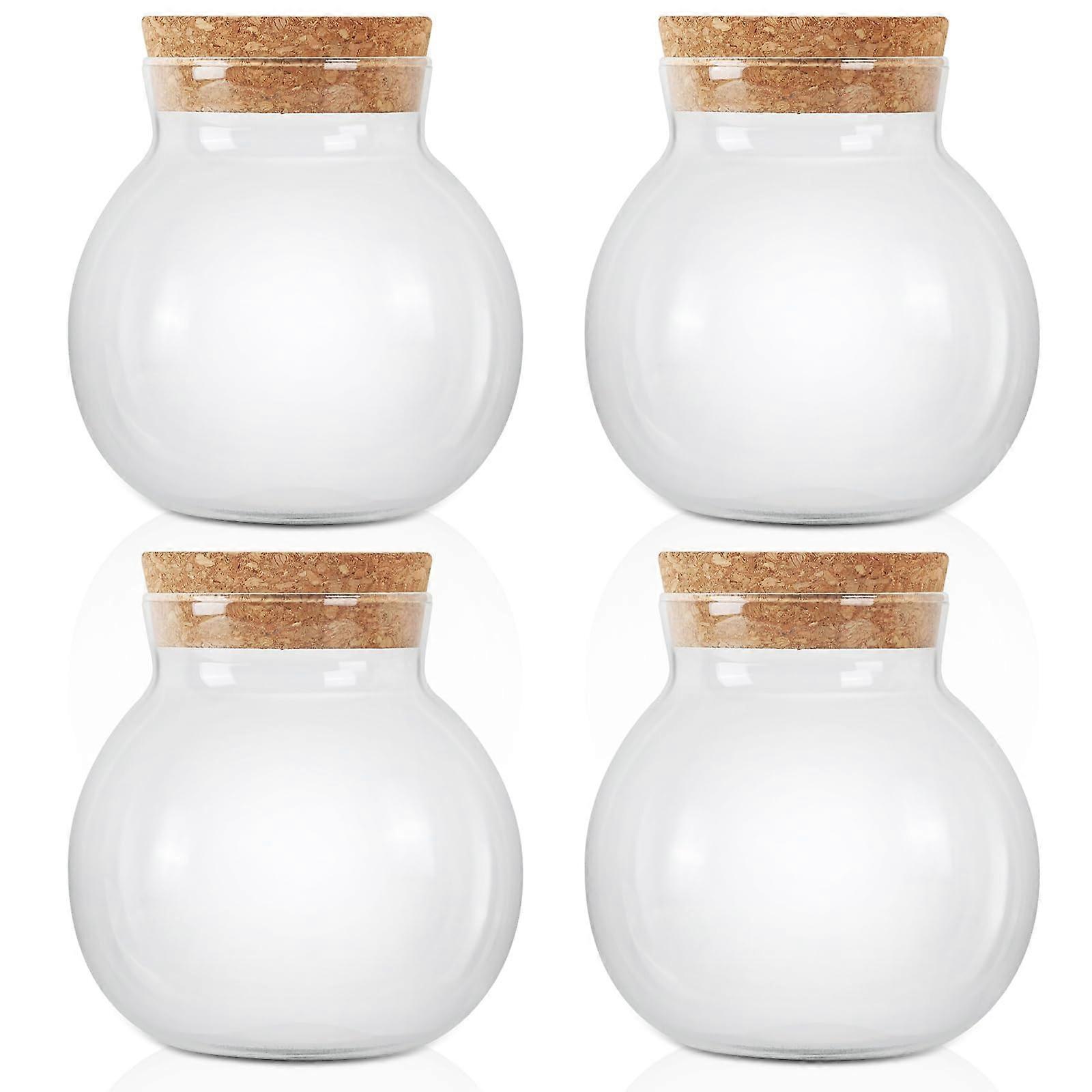Set Aus 4 Durchsichtigen Glasbehältern, Lebensmittelecht, Ideal Zur Aufbewahrung Von Vorräten In Der Speisekammer, 500 Ml (17 Oz).