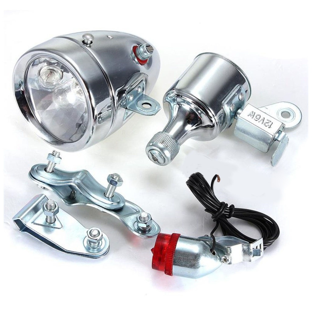 12v 6w Reibungsdynamo Fahrradlichthalterung (vorne Und Hinten) - Komplett