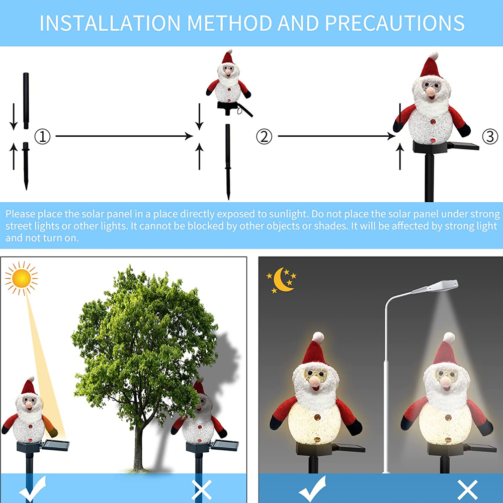Set Mit 2 Solar-schneemann-lichterketten Für Weihnachts- Und Gartenbeleuchtung.