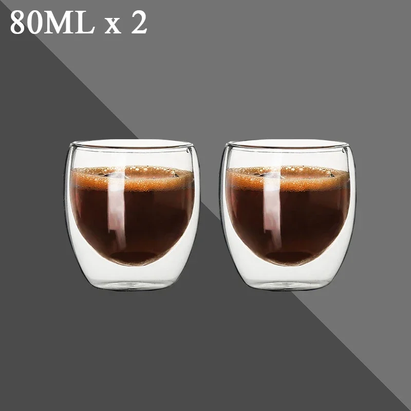Doppelwandiger Glasbecher, 80 Ml Fassungsvermögen, 2er- Oder 12er-set, Klar, Handgefertigt, Hitzebeständig, Ideal Für Tee, Espresso, Kaffee Oder Milch. Perfektes Geschenk (2 X 80 Ml Becher, Wie Abgebi