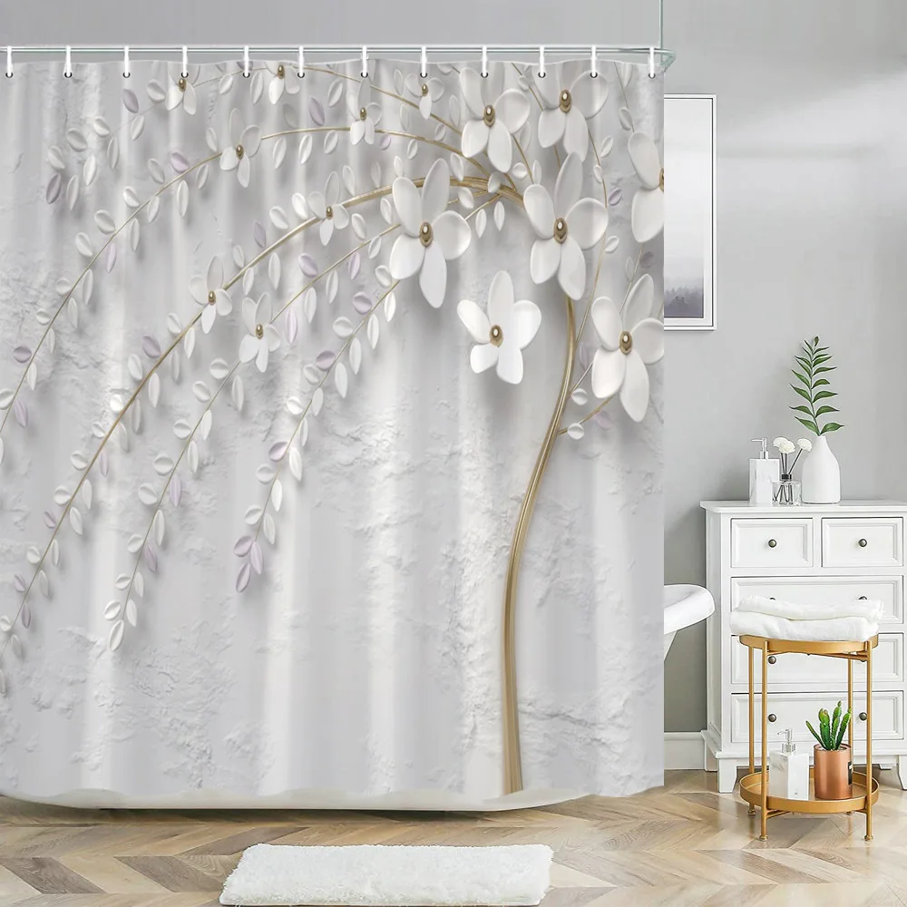 Stilvoller Und Trendiger Duschvorhang Mit 3d-badematte, Verziert Mit Perlen Und Strasssteinen, Badezimmerdekoration, 3140sd, Maße: B 180 Cm X H 230 Cm