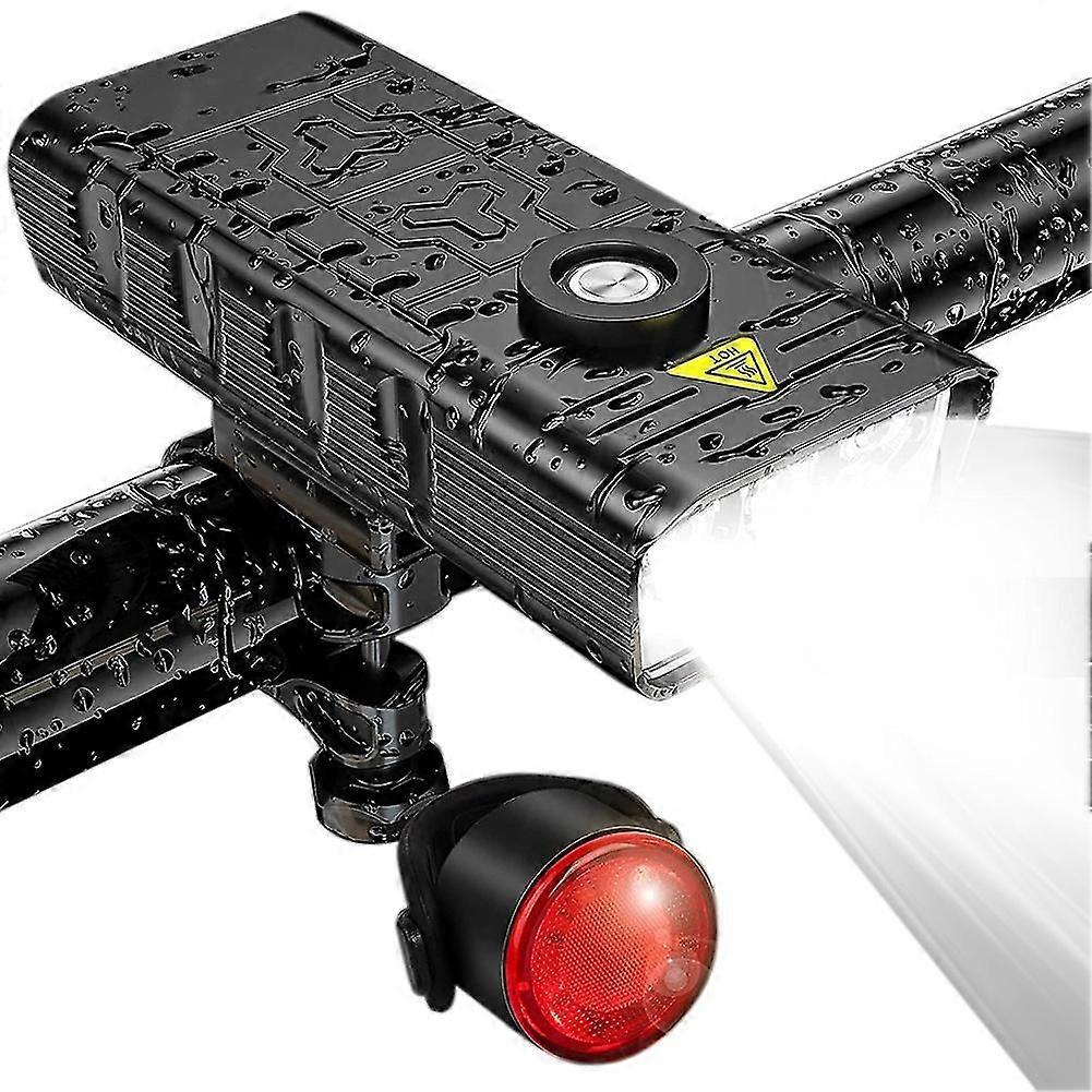 Leistungsstarke 7000 Lumen Vorder- Und Rücklichtanlage Für Fahrräder, Wasserdichte, Per Usb Aufladbare Fahrradscheinwerfer Mit 5 Ultrahellen Leds.