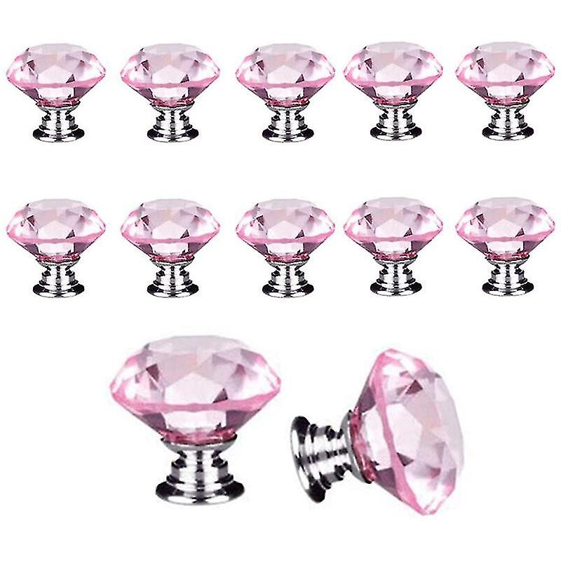 Set Mit 10 30 Mm Großen, Rautenförmigen Glasknöpfen, Passend Für Schränke, Kommoden, Schubladen, Kleiderschränke Und Küchenmöbel, Rosa.