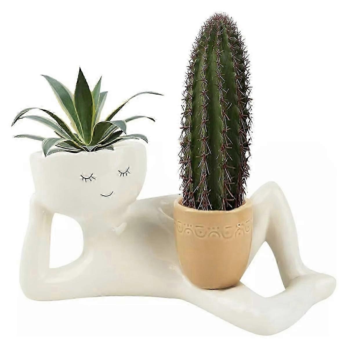Blumentopf „lazy Guy“ Aus Kunstharz, Kleine, Faule Figur, Sukkulenten-blumentopf, Einzigartige Liegende Kunstharzfigur, Gardenz