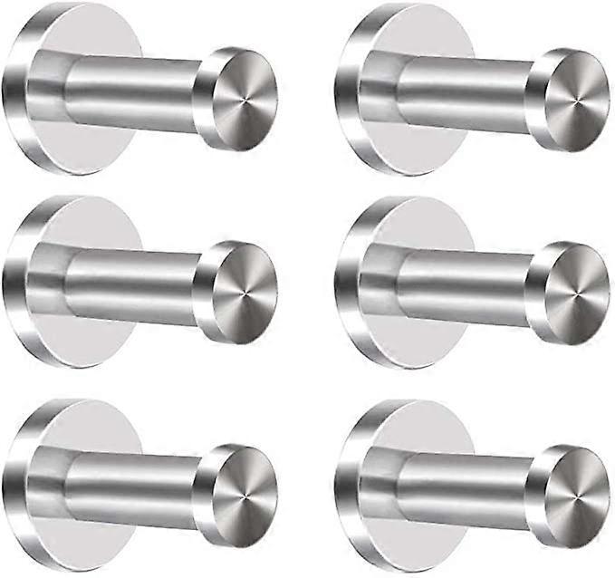 Bademantelhaken, 6er-set, Aus Edelstahl 304, Wand- Und Türhaken, Zylindrischer Handtuchhaken Aus Chrom, Robuster Bademantelhaken Aus Gebürstetem Nickel (5 Cm).
