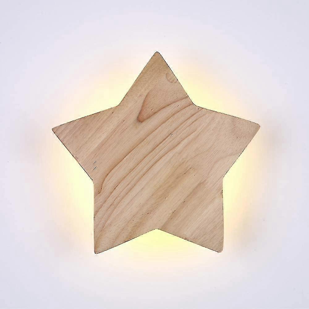Led-wandleuchte Aus Holz, Sternendesign, Modern, Kreativ, Cartoon-wandlampe, Nachtlicht, Nachttischlampe, Geeignet Für Baby, Kind, Schlafzimmer, Wohnzimmer