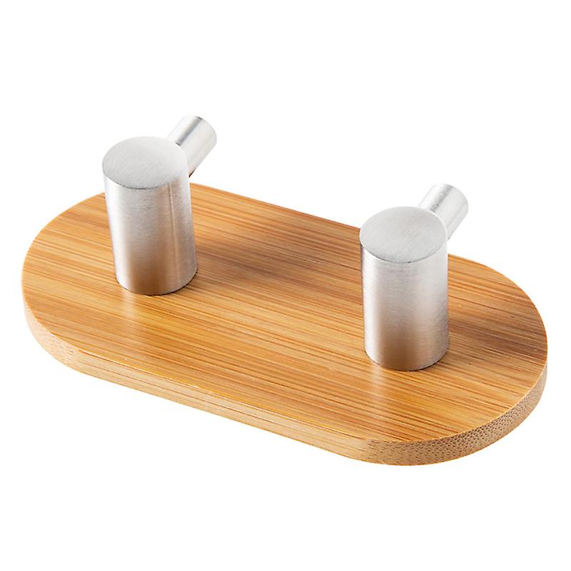 Selbstklebende Haken, Wandhaken Aus Holz, Selbstklebende Handtuchhaken, Robuster Bambus, Edelstahl