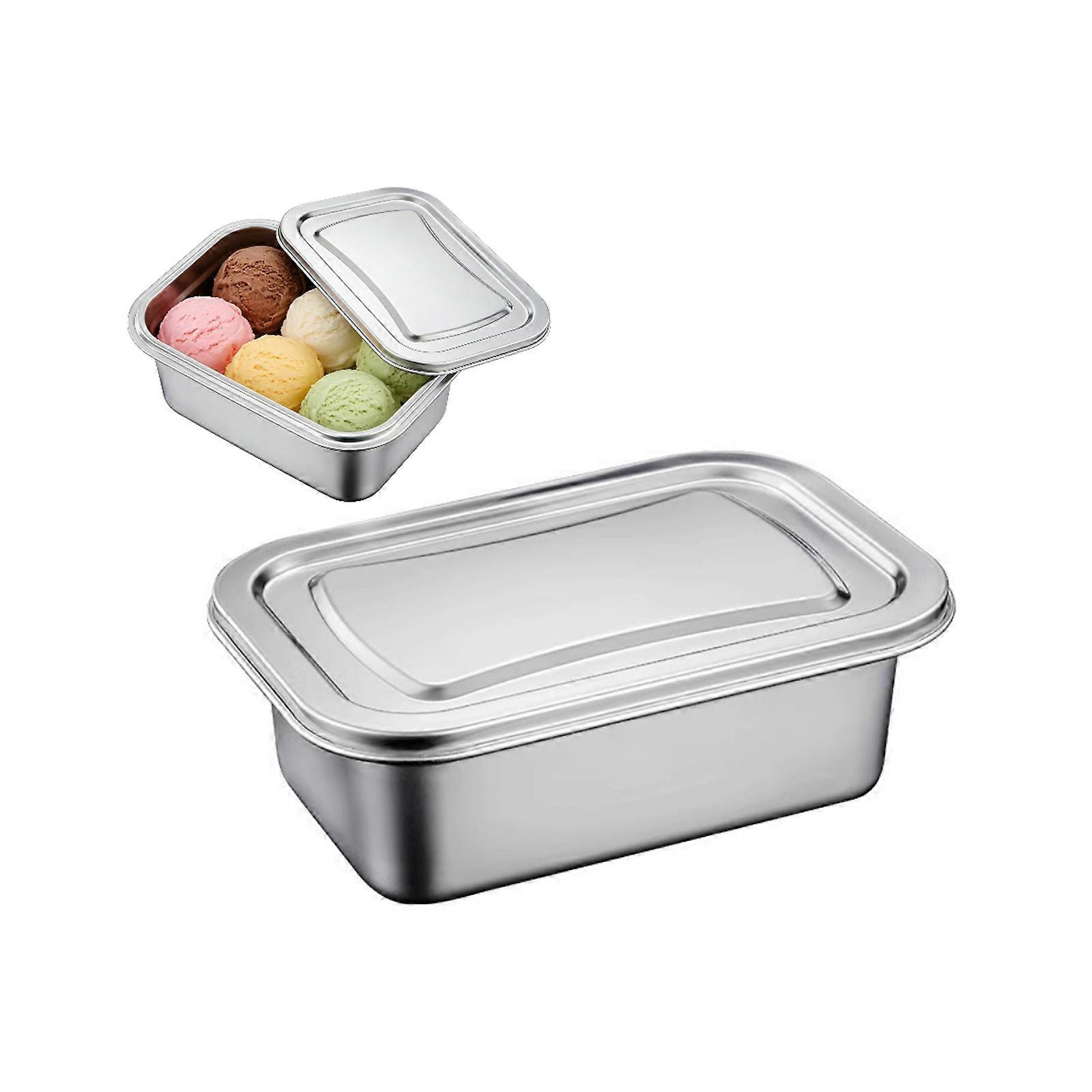 Großer Edelstahl-vorratsbehälter, Geeignet Für Eiscreme, Mit Verschließbarem Deckel, Für Desserts, Mehrfarbig