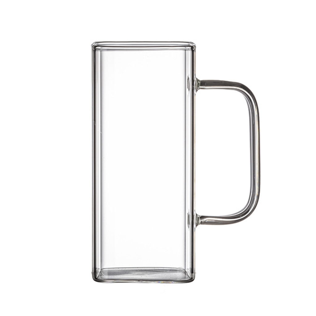 Eleganter Quadratischer Glasbecher, Wiederverwendbarer Quadratischer Bierkrug, Glas.