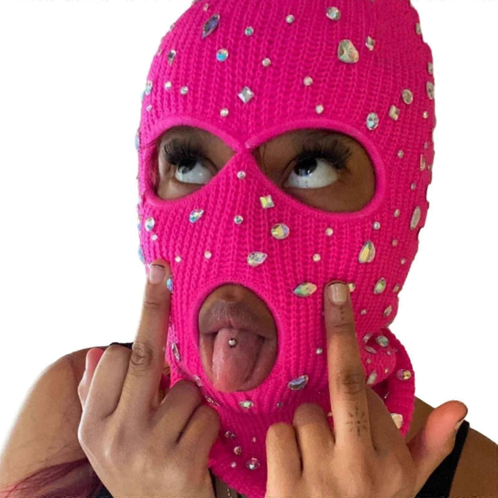 Strassbesetzte Sturmhaube Mit Gesichtsschutz, Mütze Und Halswärmer, Geeignet Für Outdoor-aktivitäten Wie Halloween Und Cosplay. Neu Für S03