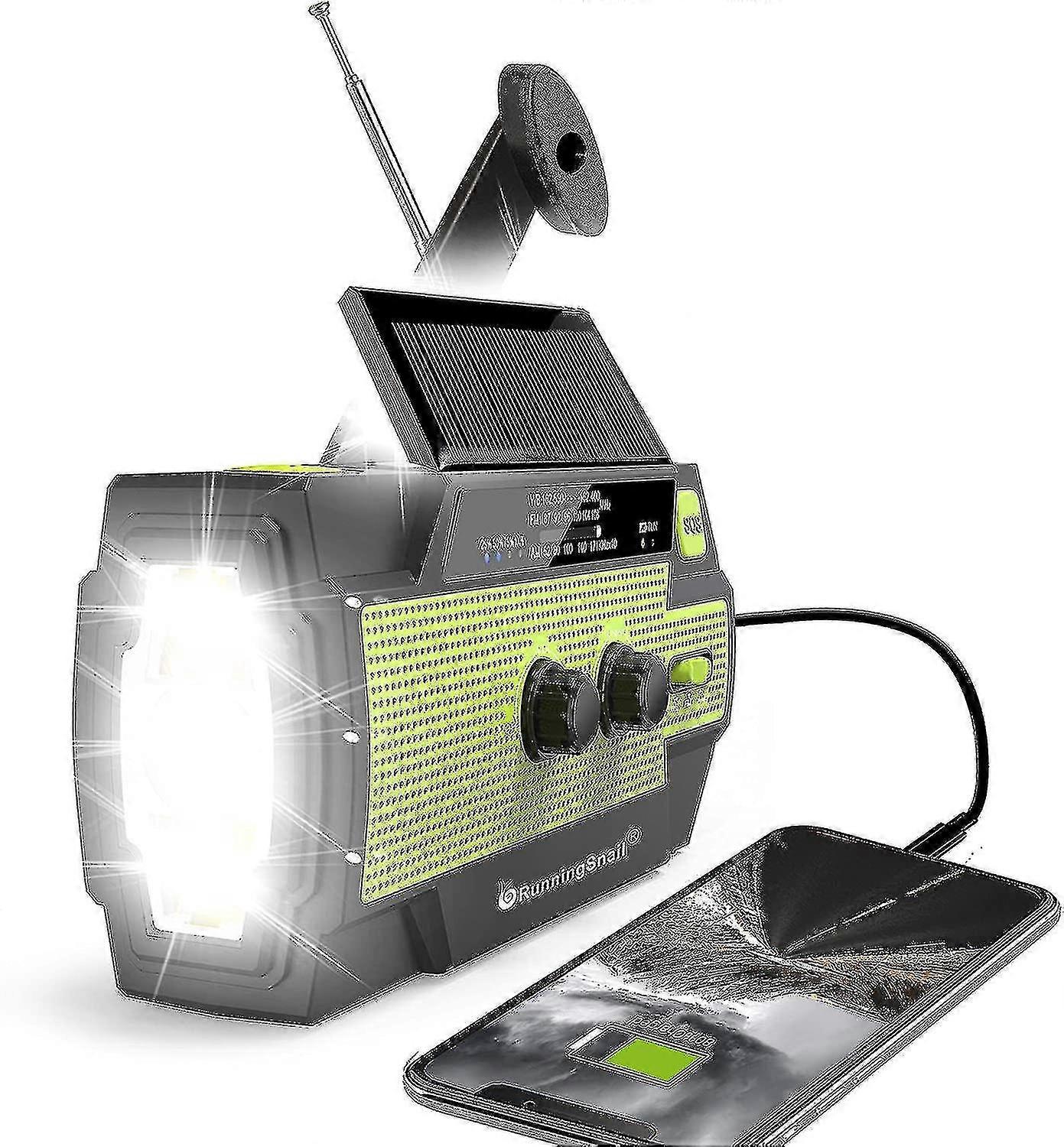 Solarbetriebenes Notfallradio, Handbetriebenes Wetterradio Mit Leselampe, Handy-ladegerät