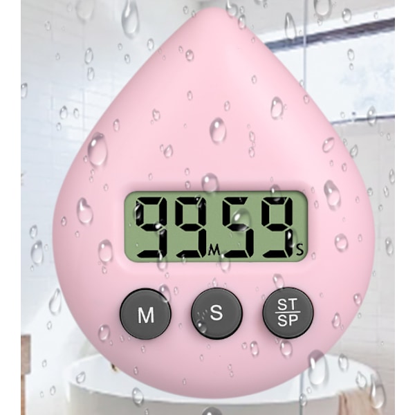Wasserdichter Duschtimer, Digitaler Timer, Timer Für Bad Und Küche, Countdown-timer Mit Saugnapf, Pink