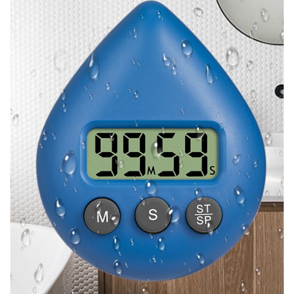 Wasserdichter Duschtimer, Digitaler Timer, Timer Für Bad Und Küche, Countdown-timer Mit Saugnapf, Blau