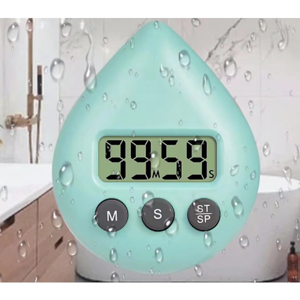Wasserdichter Duschtimer, Digitaler Timer, Timer Für Bad Und Küche, Countdown-timer Mit Saugnapf, Hellblaues Licht