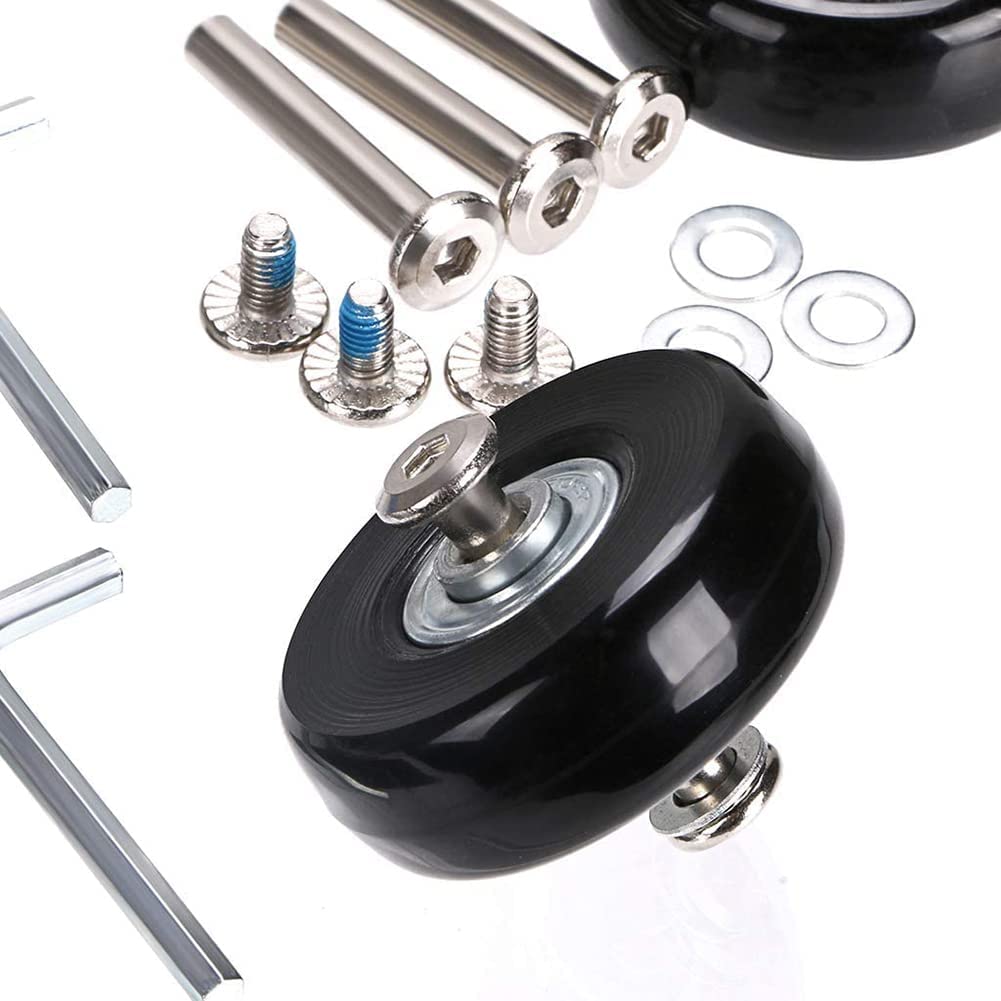 Ersatzrollen Für Rollkoffer, 2 Rollen À 45 Mm, Satz Schwenklager Aus Gummi Und Metall, Schwarz.