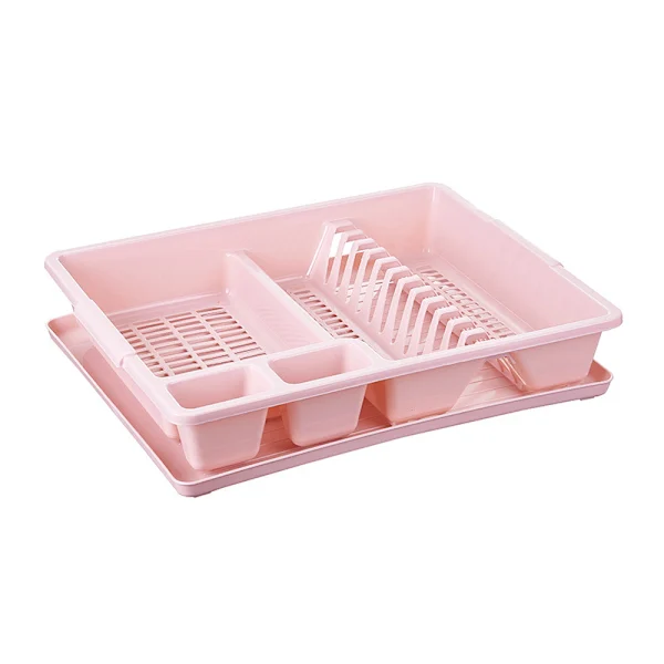 Großer Abtropfkorb Aus Robustem Kunststoff, Fasst Bis Zu 12 Teller, Rosa