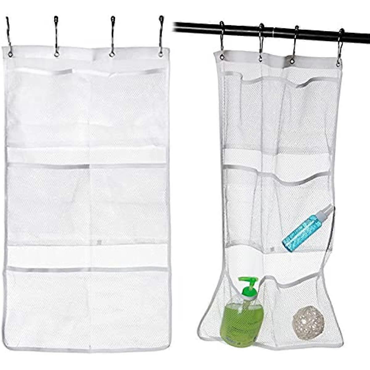 Hängender Duschorganizer Aus Netzgewebe, Kompatibel Mit Kosmetiktaschen, Waschbar, Für Badezimmer (6 Fächer, Weiß)