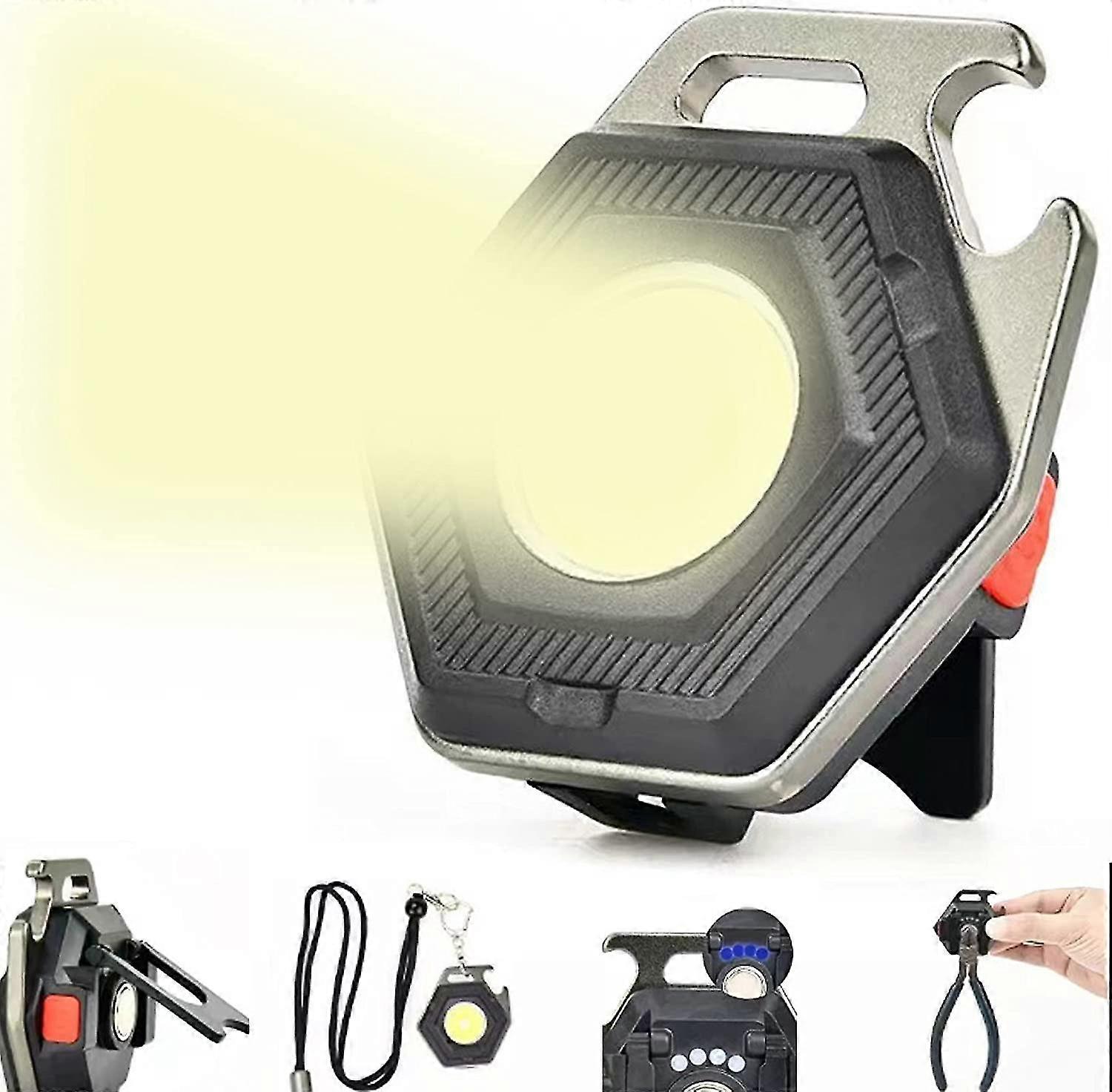 Wiederaufladbare Mini-led-taschenlampe Von Xrr Mit Flaschenöffner Und Ultrahellem 500-mah-magnetfuß, Ideal Für Reparaturen, Notfälle, Spaziergänge Mit Dem Hund Und Camping.