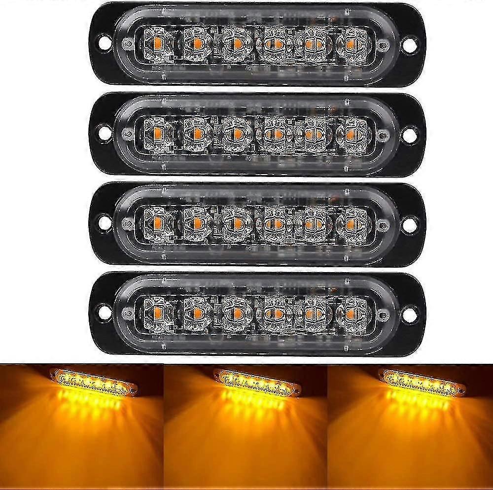 Set Mit 4 Warnleuchten, Kompatibel Mit Fahrzeugen Und Lkw. 6 Led-blinker, Aufbaumontage, Wasserdicht.