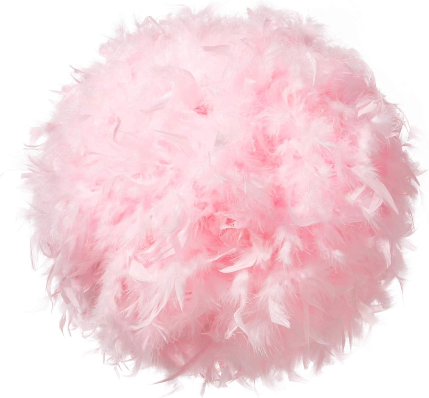 Federlampenschirm, Geeignet Für Deckenleuchten, Flauschiger Lampenschirm, Geeignet Für Tisch- Und Stehlampen, Durchmesser 30 Cm, Rosa, Ideal Für Ein Schlafzimmer.