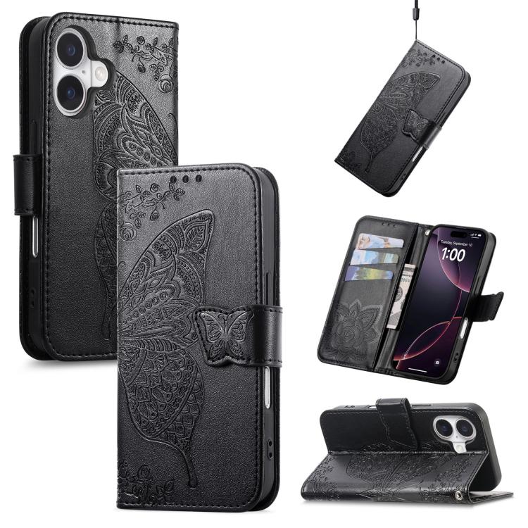 Lederhülle Für Iphone 17 Mit Geprägtem Schmetterlingsdesign