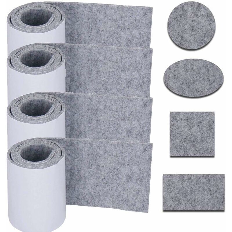 Filzgleiter Für Möbel, 4 Rollen Filzklebeband, Filzstreifen Passend Für Tisch-, Stuhl- Und Sofabeine, 100 X 10 Cm