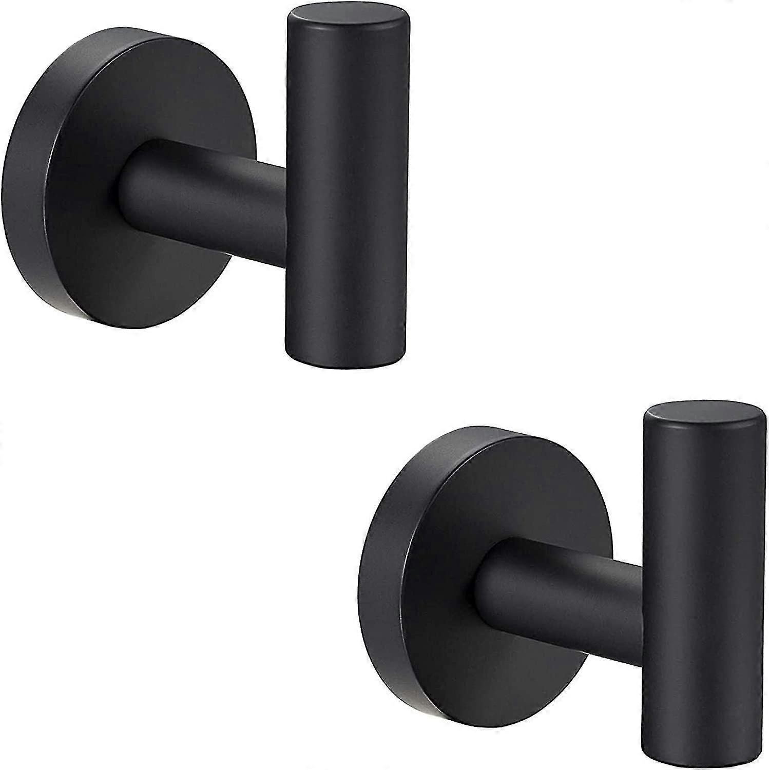 Set Mit 2 Badezimmer-geeigneten Handtuchhaken, Metallschraubhaken, Mattschwarze Bademantelhaken (schwarz)