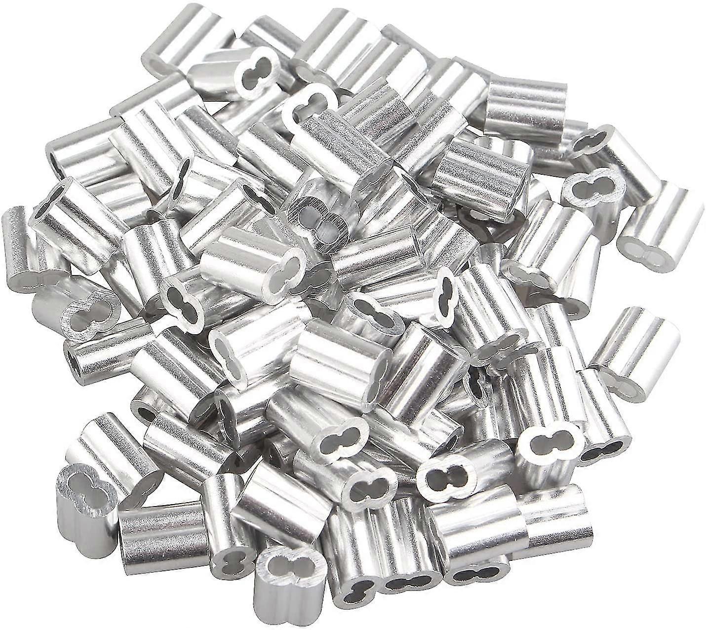 Betterlifefg Aluminium-kabelendverschlüsse (100 Stück) - Aluminium-crimp-endverschlüsse - Doppelt Gecrimpte Kabelbinder Mit Endkappen - Kompatibel Mit Stahlkabeln