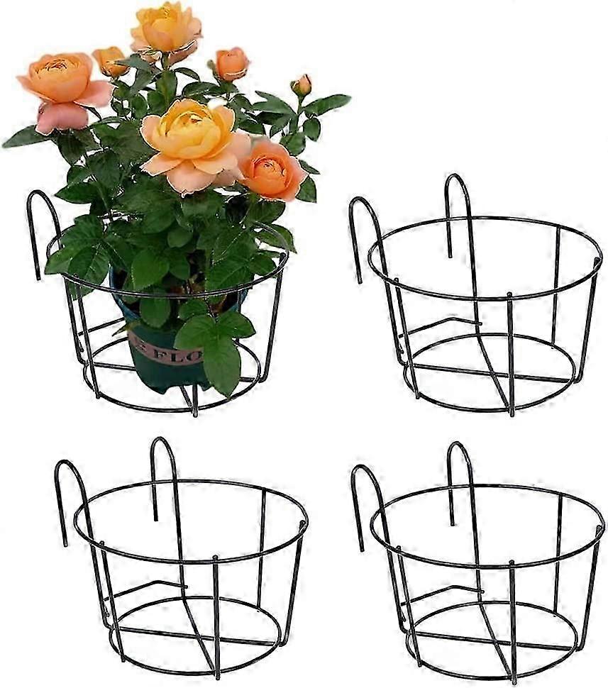 Vierteiliger Hängezaun, Passend Für Blumentöpfe, Eisenhalterung, Schwarz, 12 Cm