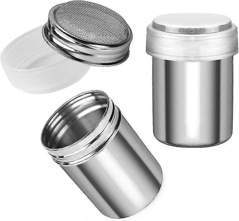 Set Mit 2 Puderzuckerstreuern Aus Edelstahl Mit Deckel