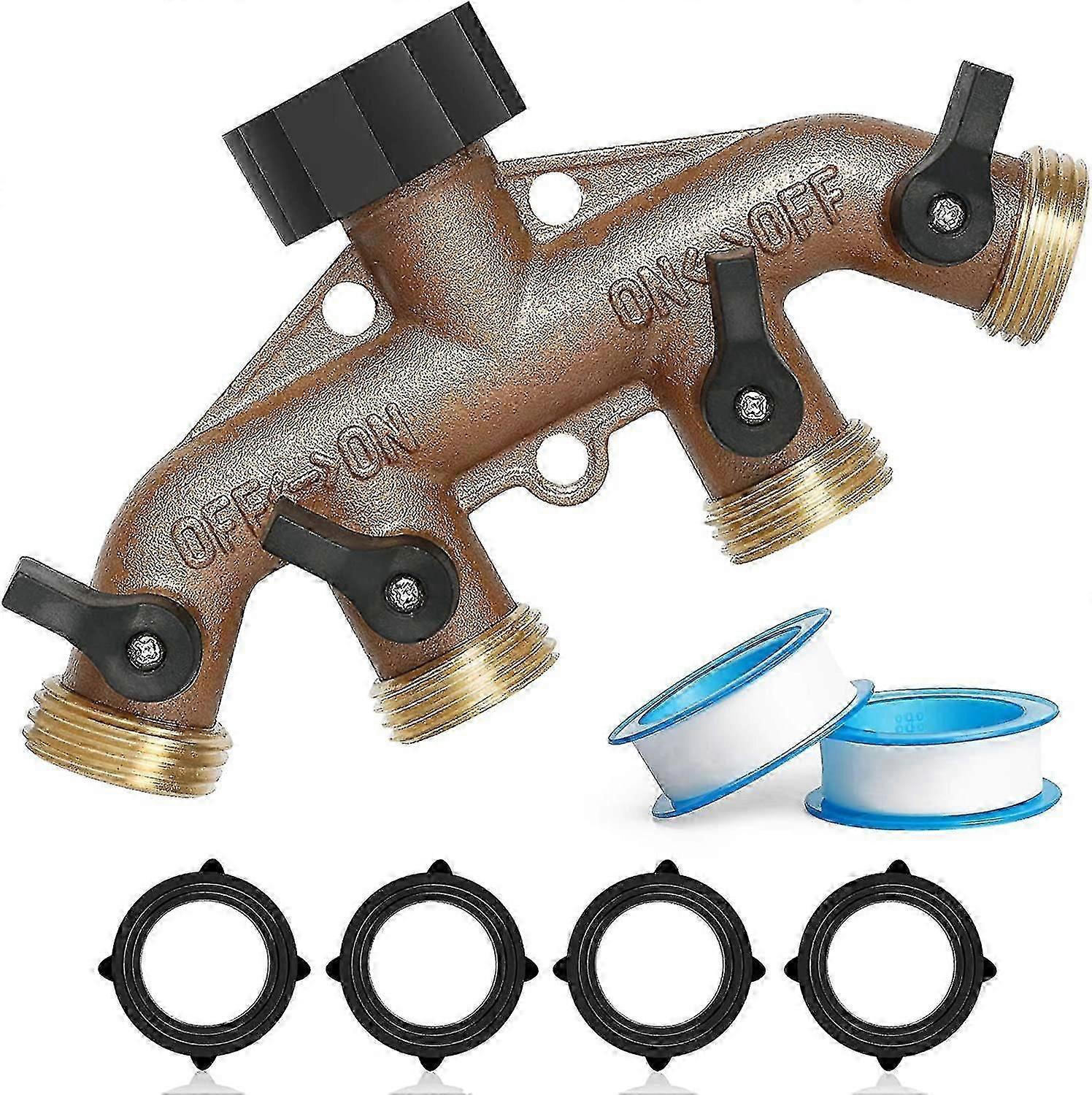 4-wege-y-verbinder Aus Massivem Messing (3/4 Zoll) Mit 4 Ventilen, Kompatibel Mit Wasserhahn/sprühgerät