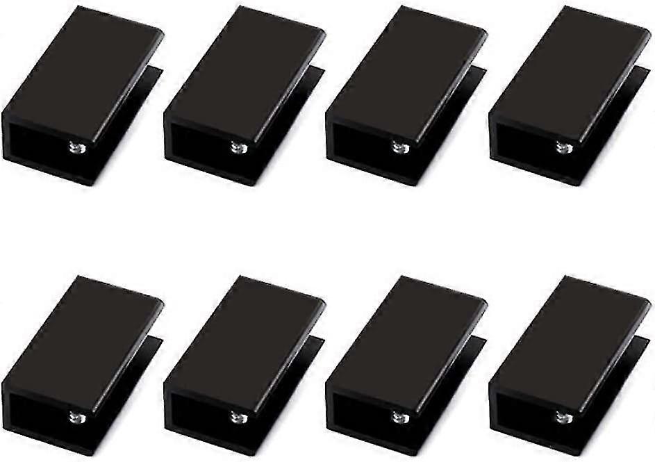 Set Mit 8 Quadratischen Clips, Klemmen, Halterungen Und Befestigungselementen Aus Aluminiumlegierung Für Glasregale, Schwarz (kompatibel Mit 10-12 Mm Dickem Glas)