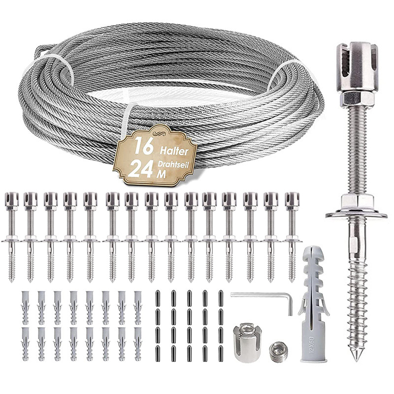 Rankgitter-set Für Kletterpflanzen Im Freien, Mit 3 Mm X 24 M Edelstahlseil, Für Zäune Und Heimwerker-gartenprojekte.