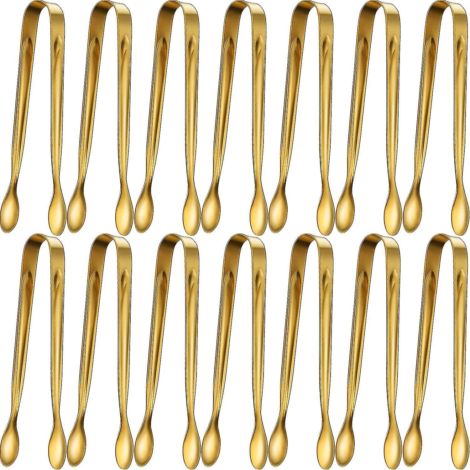 12 Zuckerzangen, Eiswürfelzangen, Mini-servierzangen, Aus Edelstahl (gold, 10 Cm)
