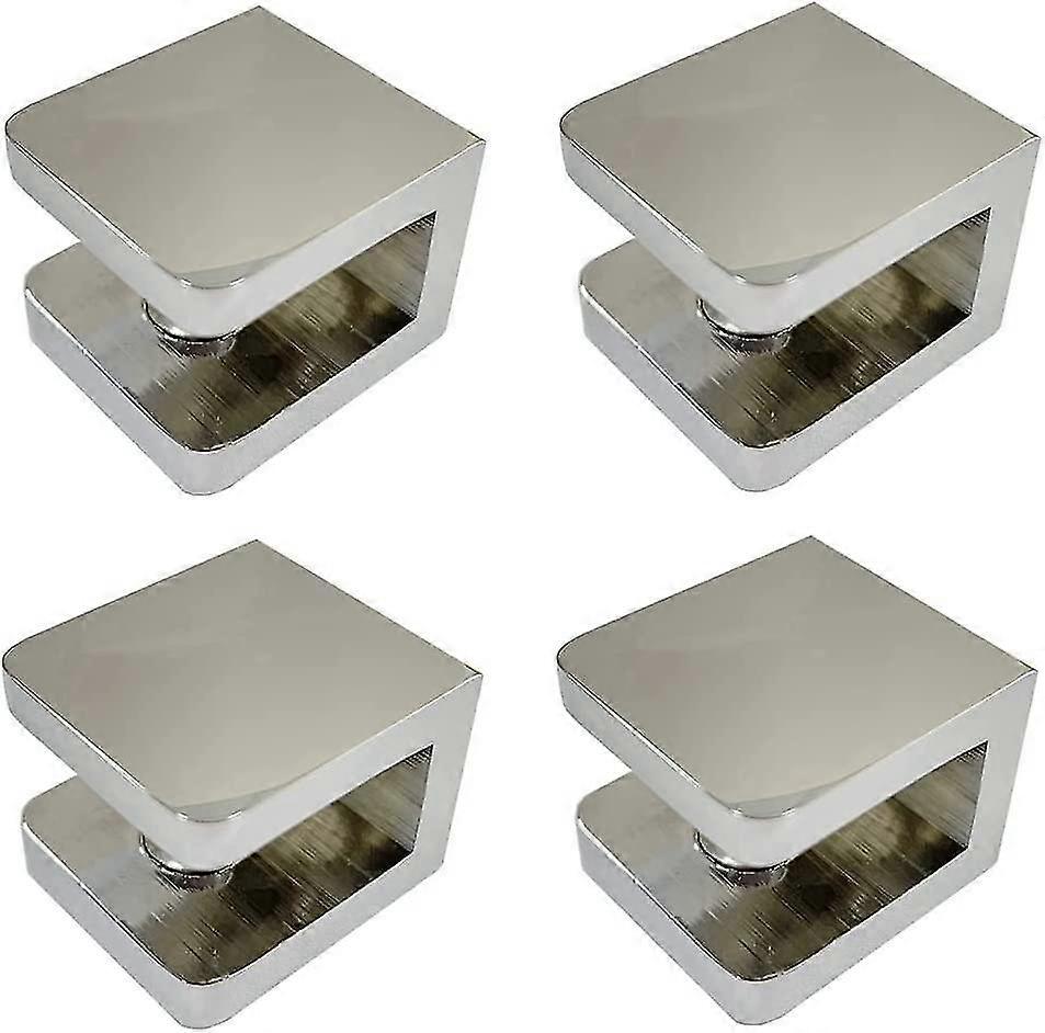 Set Mit 4 Glasklemmen, Bohrfreie Montagehalterung Für Glasregale (kompatibel Mit 8-10 Mm Glas, Chrom-finish)