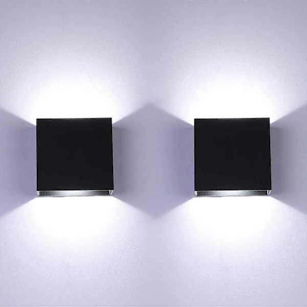Set Mit 2 Led-wandleuchten Für Den Innenbereich, Zur Montage Nach Oben Und Unten, Modernes Design, Aluminium, Für Wohnzimmer, Schlafzimmer, Flur, Schwarz, 7 W