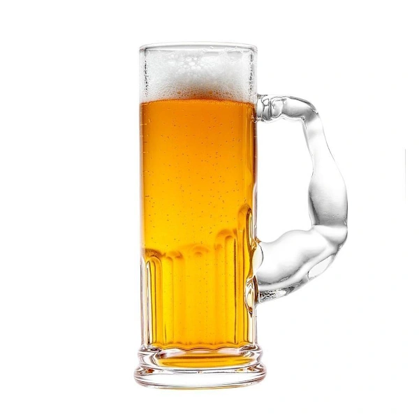 Bierkrug Mit Bizepsförmigem Henkel, 620 Ml Glaskrug, Originelles Geschenk Für Partys Und Hausbars, Transparent