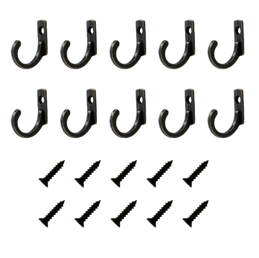 Set Mit 10 Wandhaken Inklusive Schrauben Aus Rustikaler Schwarzer Zinklegierung Für Handtücher, Kleidung Und Schlüssel.