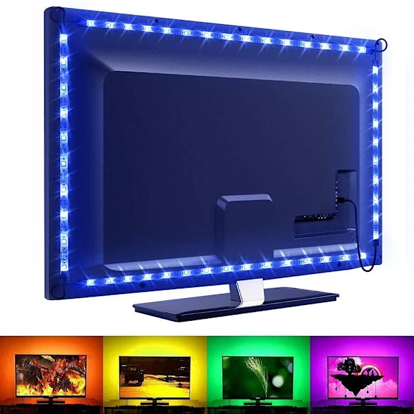 Rgb-led-streifen Für Fernseher, Usb-stromversorgung Mit Fernbedienung, 16 Farben, Selbstklebend, Für 40-60 Zoll Fernseher, 2 M