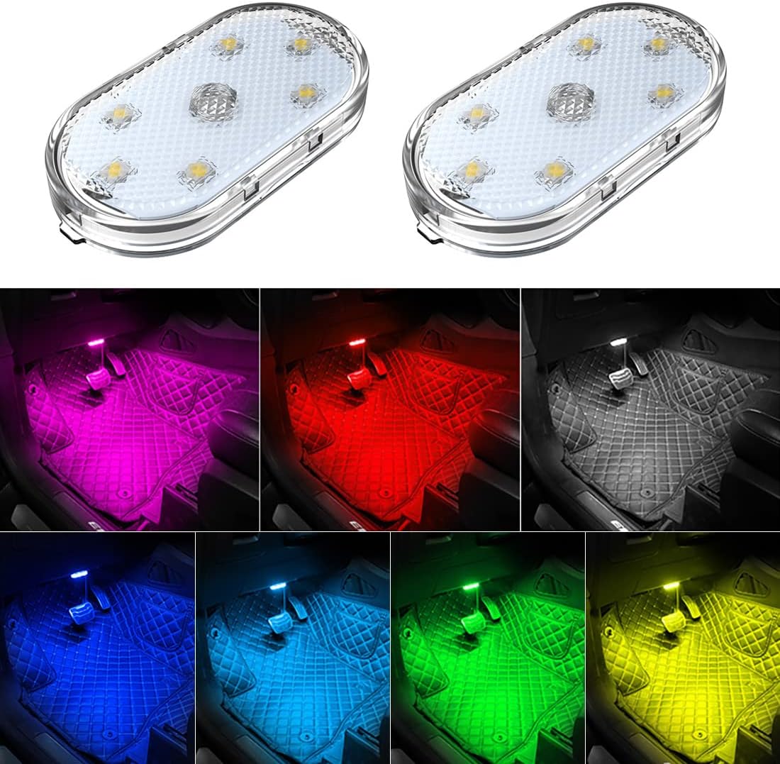 Tragbare Led-autoinnenraumleuchte, 7-farbige Ambientebeleuchtung, Usb-aufladbare Leselampe, Tragbare Led-autoinnenraumleuchte
