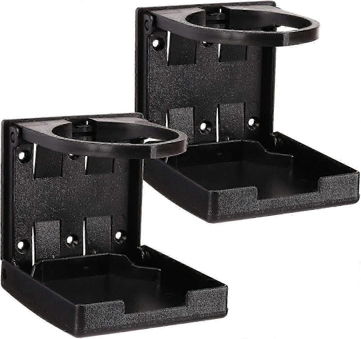 Set Mit 2 Universellen, Verstellbaren Und Faltbaren Getränkehaltern, Geeignet Für Autos, Lkws, Boote, Transporter Und Haushalte. Schwarzer Kunststoff – Yvan