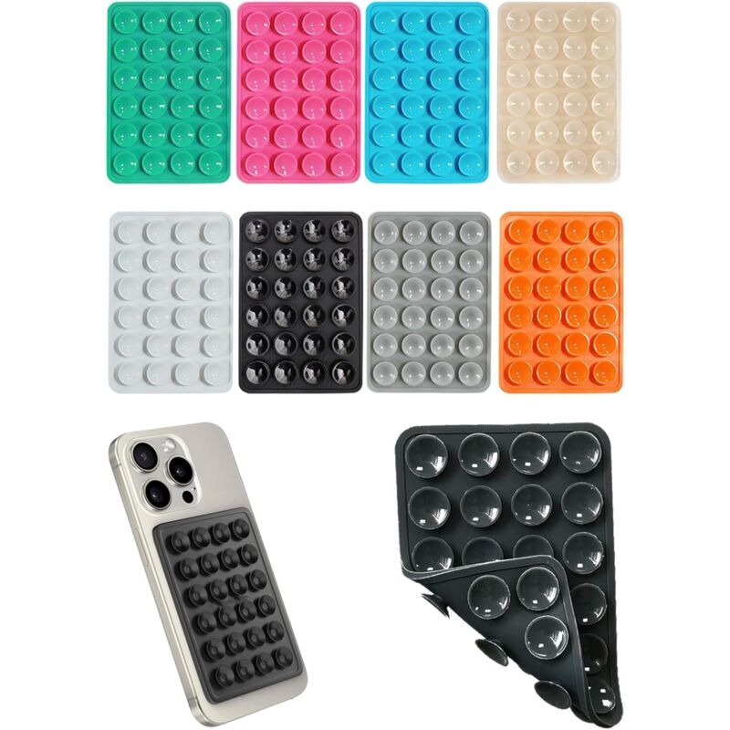 Set Mit 8 Universellen Silikon-saugnapf-handyhalterungen, Kompatibel Mit Allen Modellen, Doppelseitig Klebend, Rutschfestes Design (8)