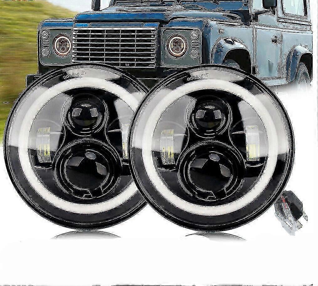 7-led-scheinwerfer, Ce-geprüft Für Rechtslenker, Kompatibel Mit Land Rover Defender 90 110 Tdi Td5 – Paar